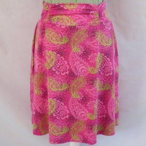 NEW 90s Tranquility Skirt Hot Pink Green Paisley Boho Floral Stretch Midi Size M